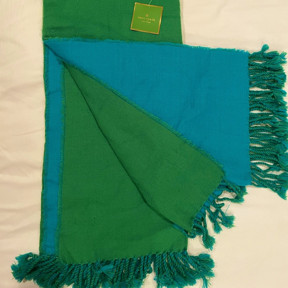NWT Kate Spade Blue/Green Colorblock Throw Blanket